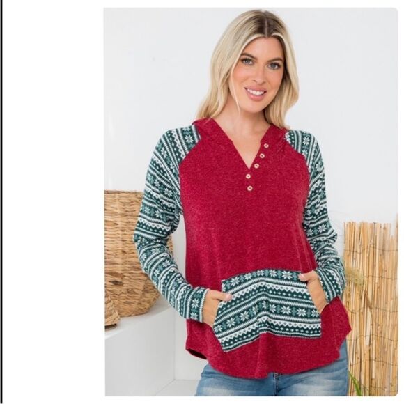 LAST 1 ! Holiday Christmas Winter Hoodie With Pockets New With Tags Festive 🎄 - Picture 3 of 6